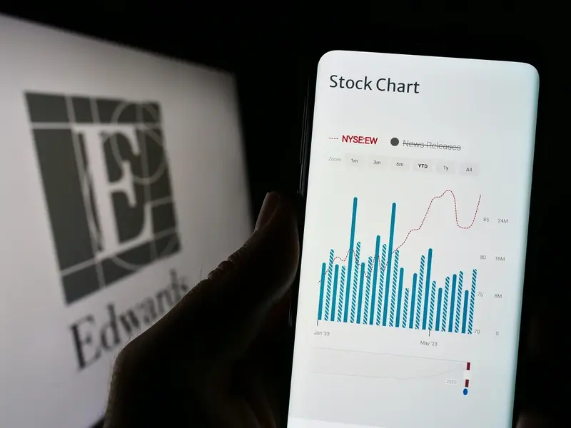 Edwards Lifesciences’ stock chart and logo