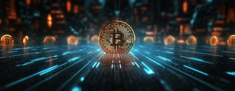 Bitcoin with Digital background