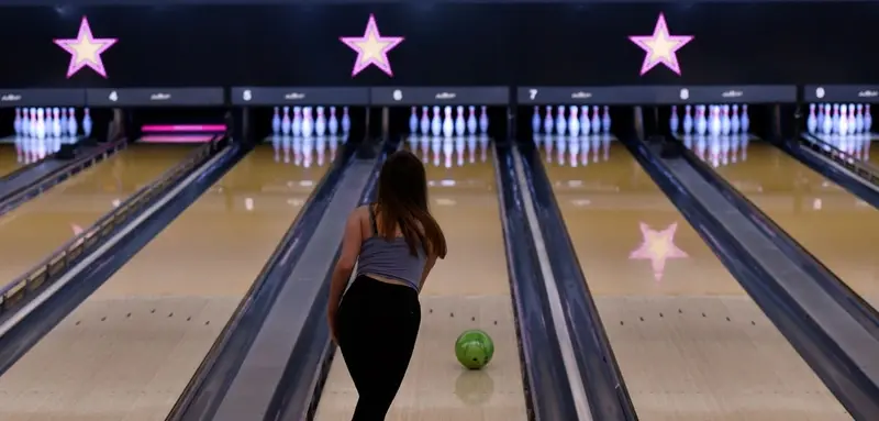 Girl in bowling alley