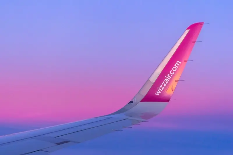 Wing of a Wizz Air plane