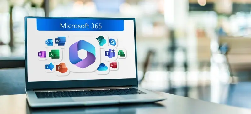 Microsoft Office 360 apps showing on laptop