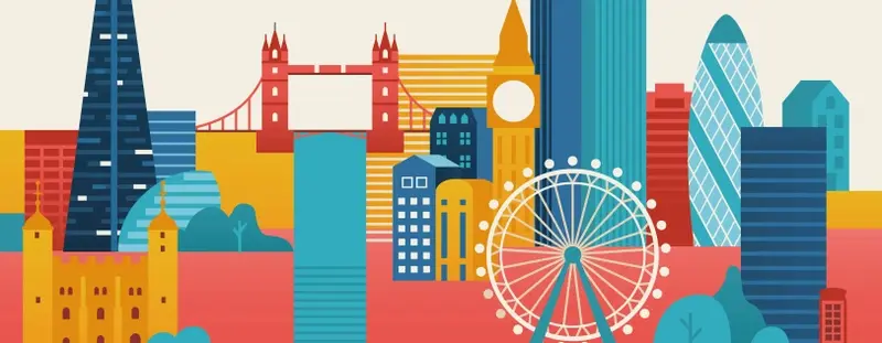 illustration of London landmarks/skyline