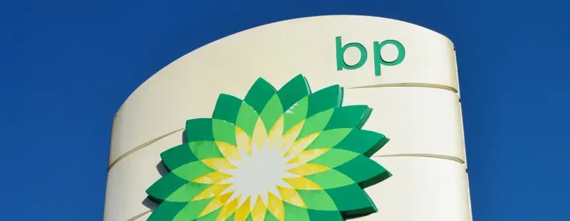 BP sign against blue skies