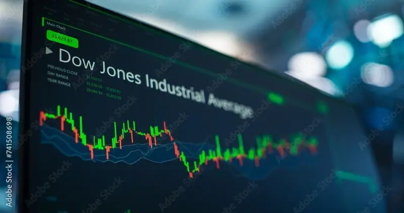 Dow Jones index on screen