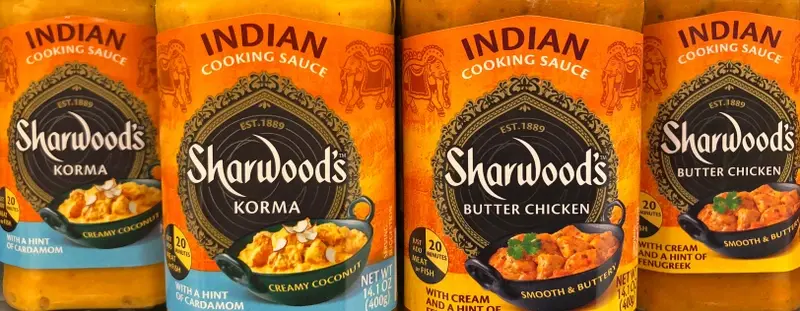Sharwood's product. Sherwood's is a Premier foods brand