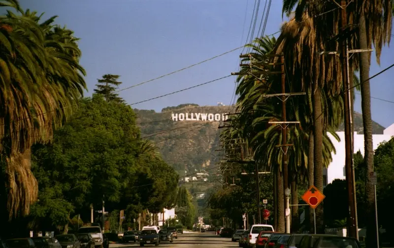 Hollywood Hills sign in the background