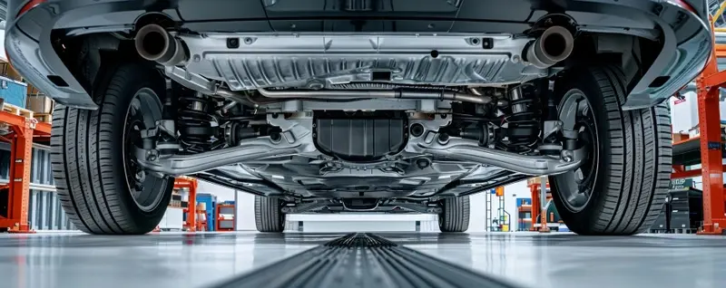 Undercarriage view of a car