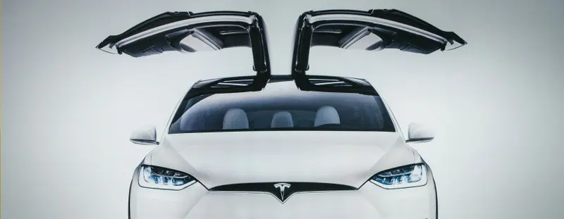 Tesla with the doors open