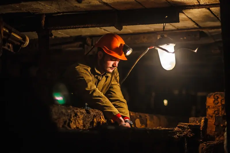 Miner at work underground