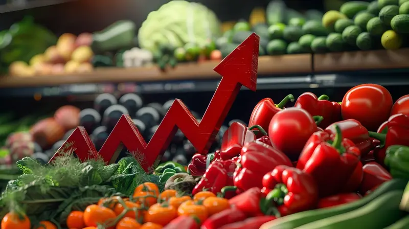 Rising grocery prices depicted as an arrow