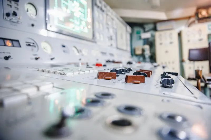 Control panel nuclear power plant close-up industry engineer