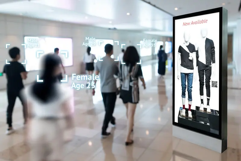 Interactive artificial intelligence digital advertisement in retail shopping centre