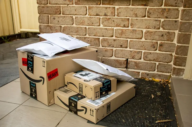 Amazon parcels on doorstep