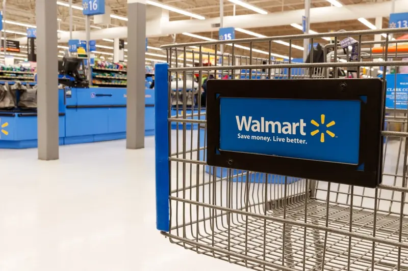 Walmart shopping cart in store