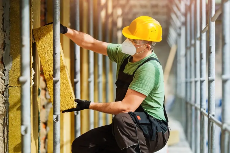 Man placing insulation panels