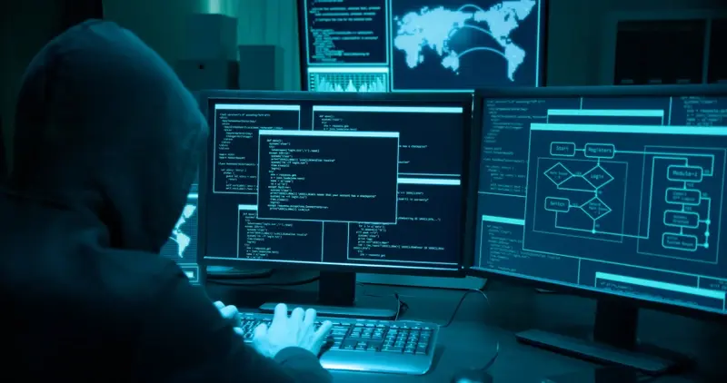 Hacker at computer