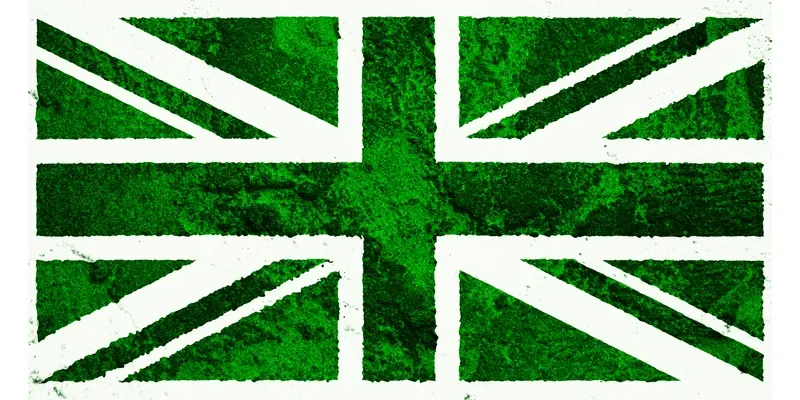 Union Jack flag with a green effect