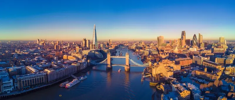 Looking down Thames at City of London