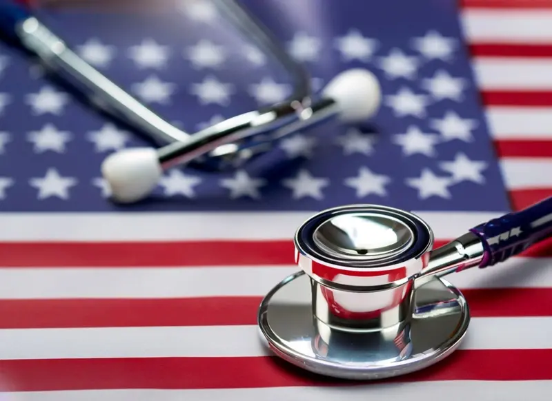 US flag and medical instrument