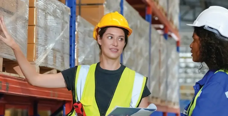 Lady in warehouse