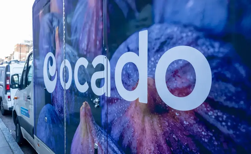 Ocado van with corporate logo