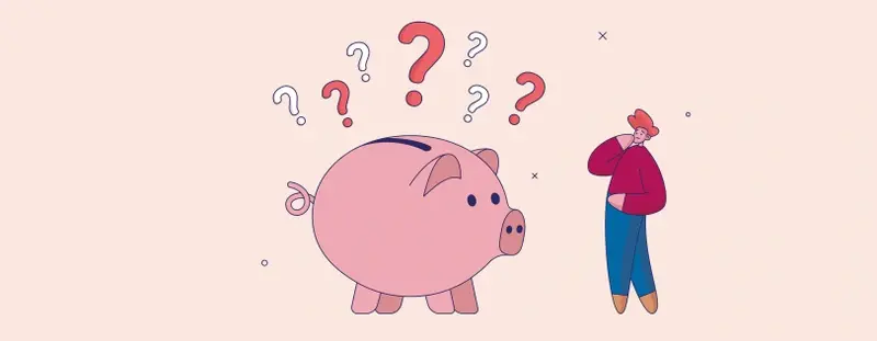 Piggy Bank illustration with question marks