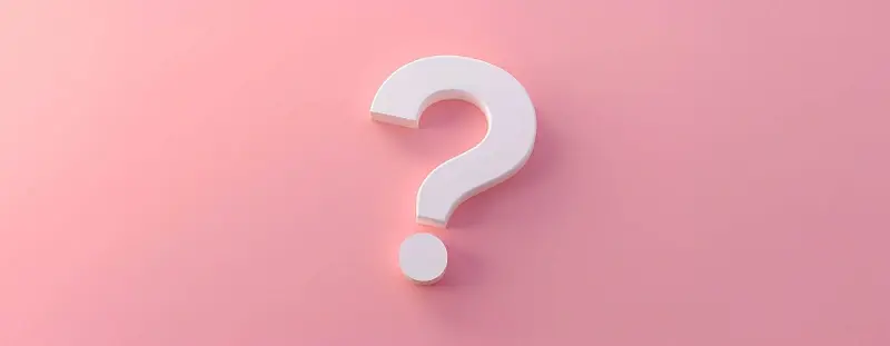 White question mark against pink background