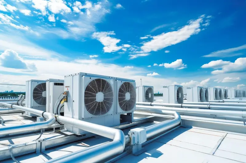 Industrial fans on top of building