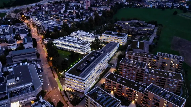 Aerial photograph of Glencore headquarters in Switzerland