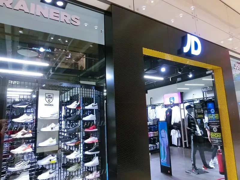 JD Sports shop with trainers on display