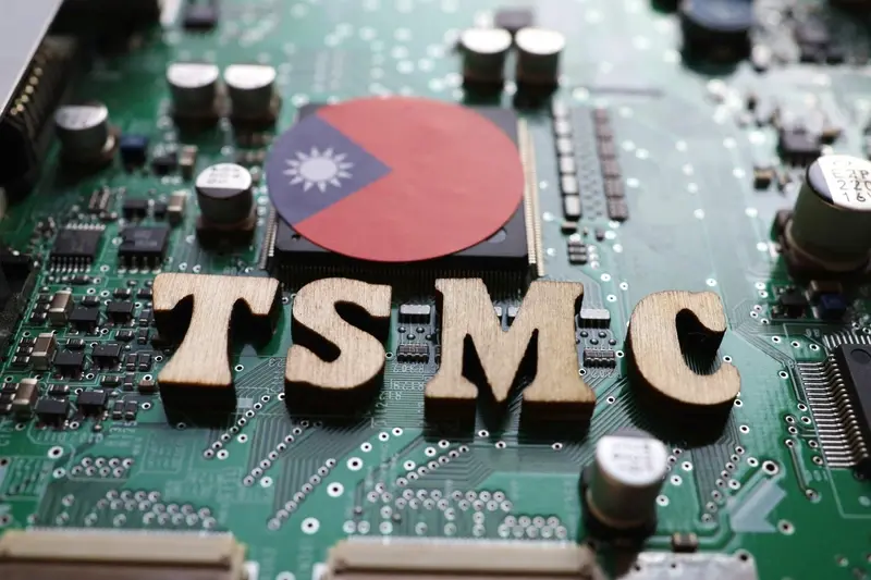 TSMC and Taiwan flag printed on circuit board