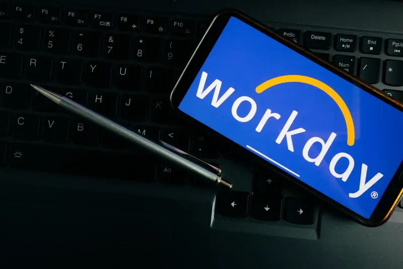Workday mobile app against dark keyboard