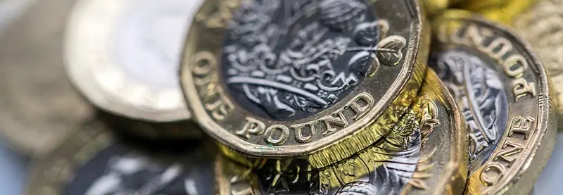 Pound coins close up