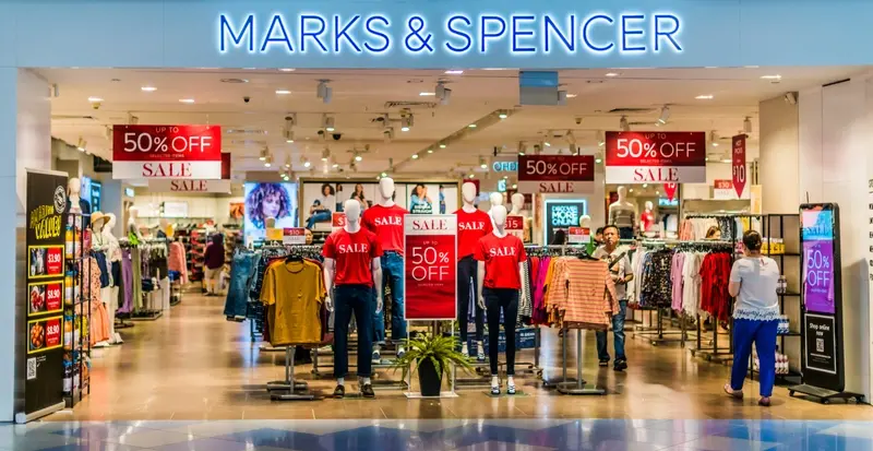 Entrance to M&S store in shopping mall