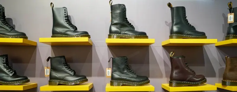 Dr Marten's boots on display