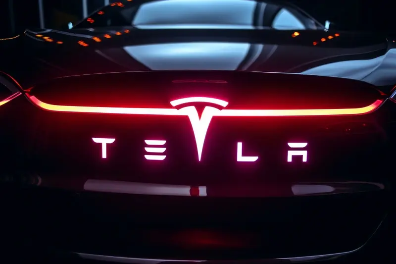 Neon illuminated Tesla car front