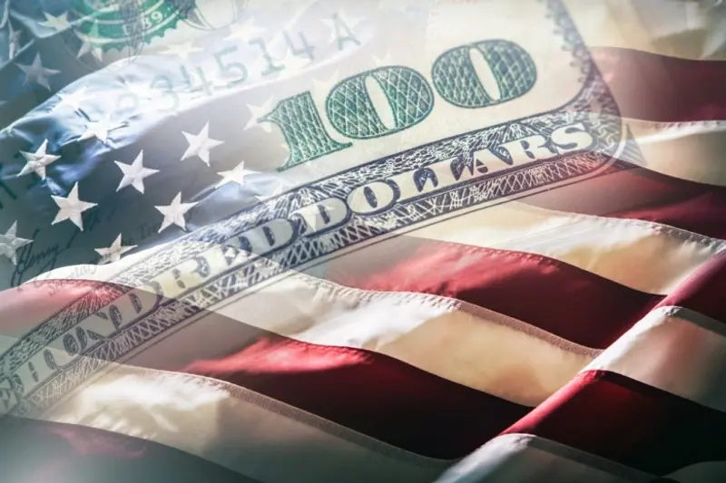 US flag and dollar bill merged