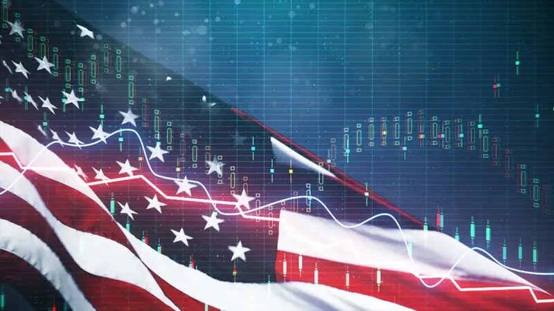 US markets and flag