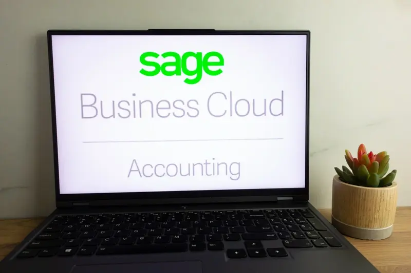 Sage Business Cloud platform on laptop