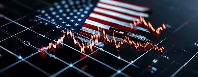 Illustration: US flag, charts and data