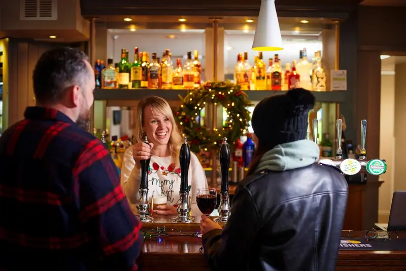 Pub scene at Christmas