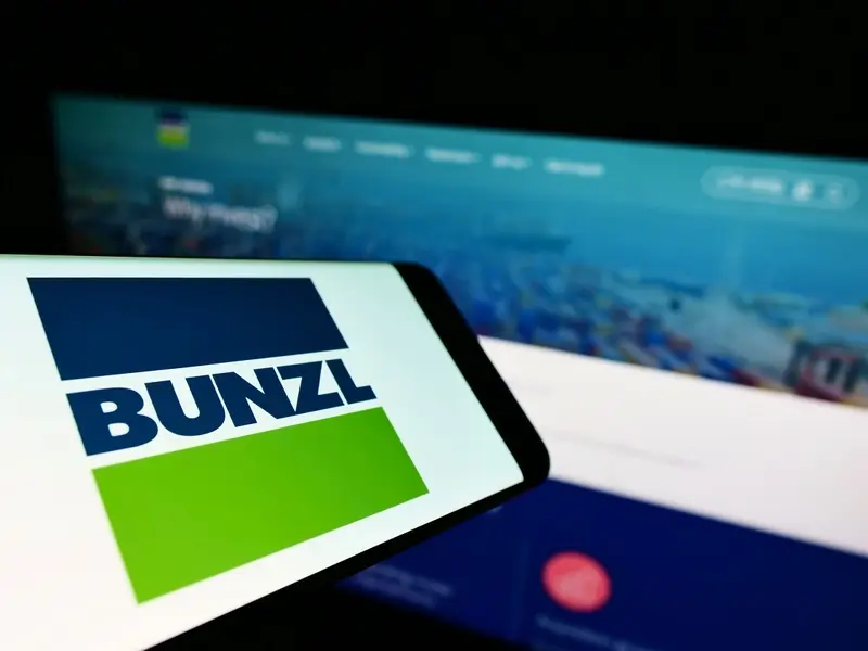 Photo of Bunzl logo on laptop screen