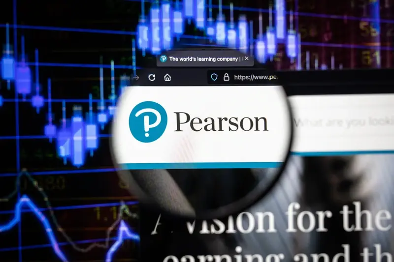 Pearson logo on phone screen