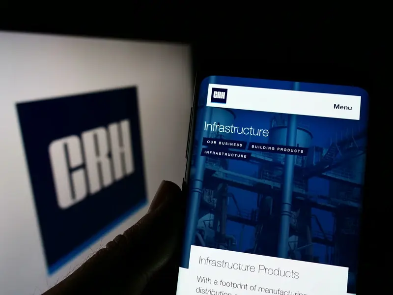 Image of CRH logo on screen and phone.