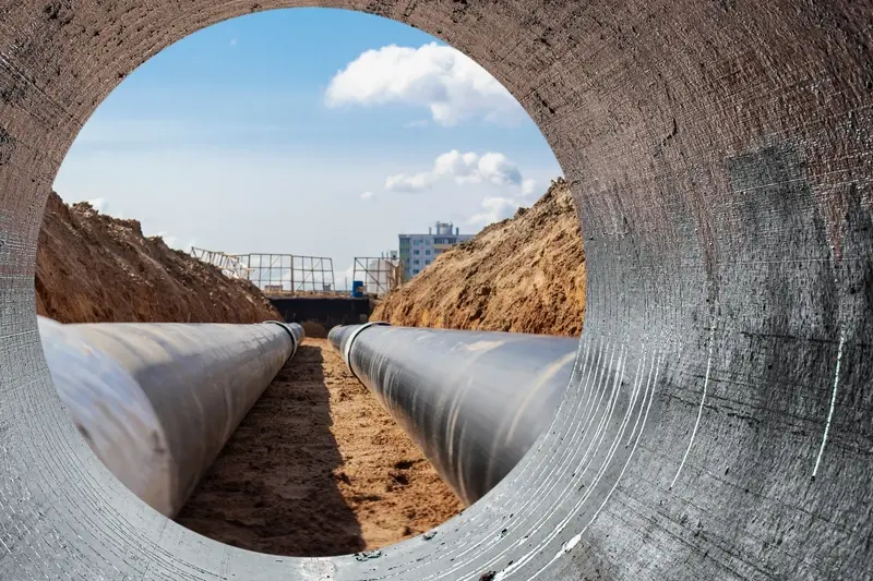 Big drainage pipes being laid