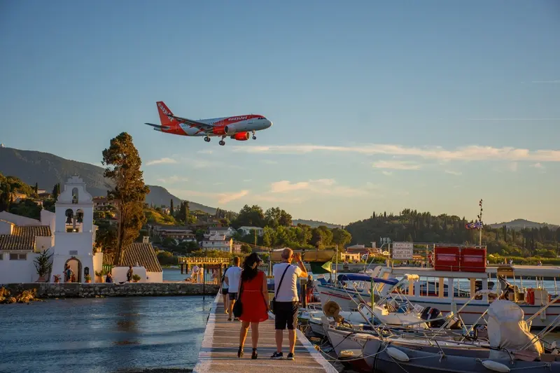 EasyJet plane landing in Corfu