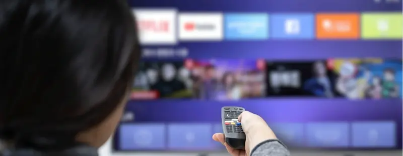 Pointing remote at television