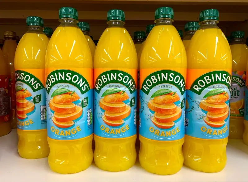 Robinsons bottles on a supermarket shelf
