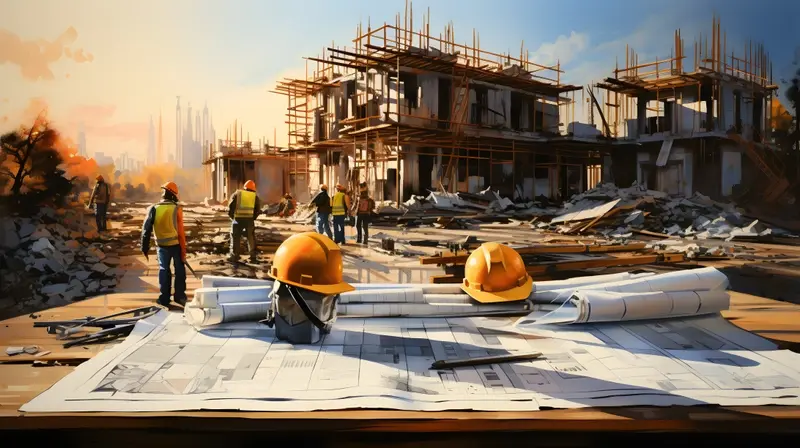 Yellow helmets at construction site