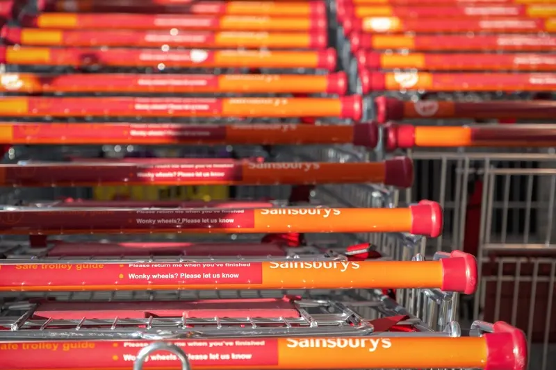 Sainsbury’s trolleys stacked in lines